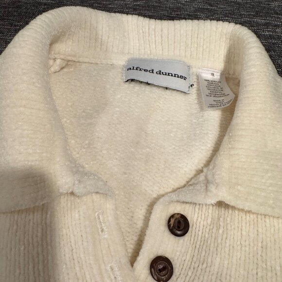 Alfred Dunner Women's Cream Embroidered Sweater Size XL Grandmacore Chenille - Picture 4 of 7